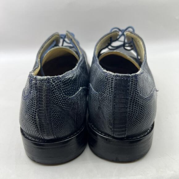 David Eden Teju Lizard Oxford Men Size 11 Blue Leather Dress Square Toe Shoes main image 10
